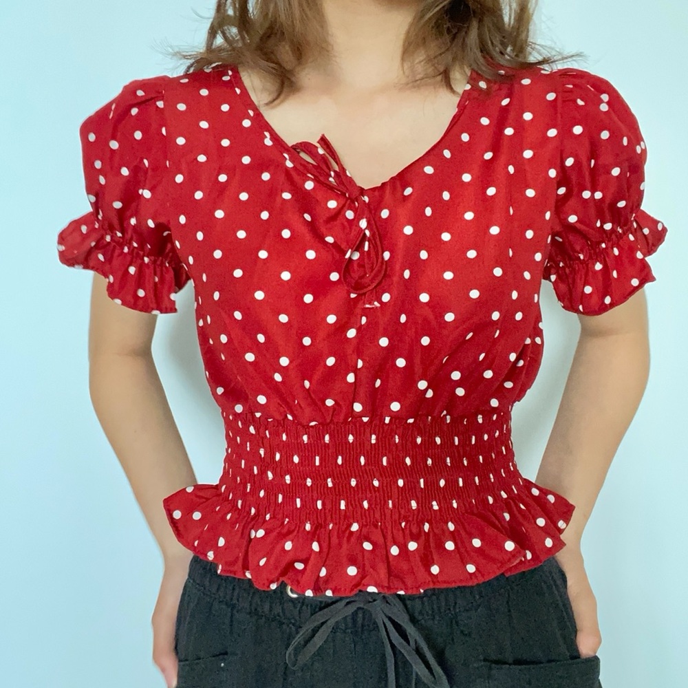 Polka dot red blouse